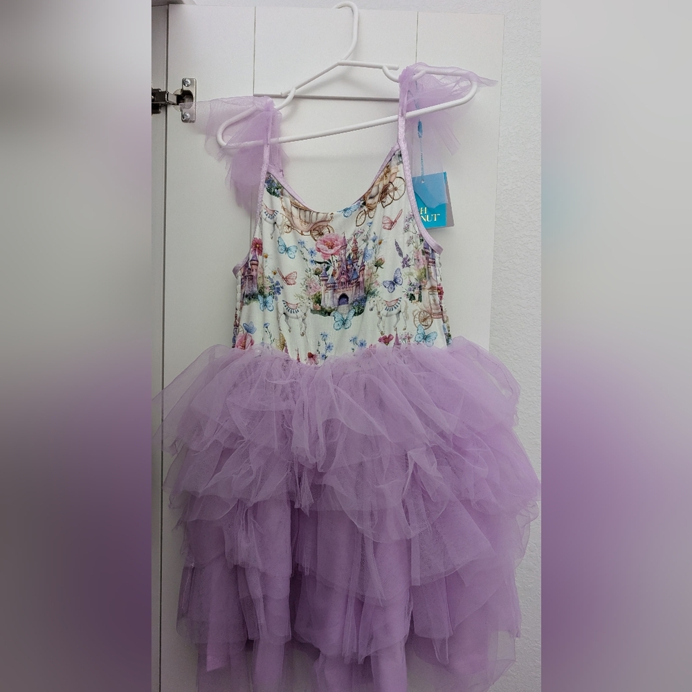 Posh Peanut Floral and Lavender Tulle Katrina Dress